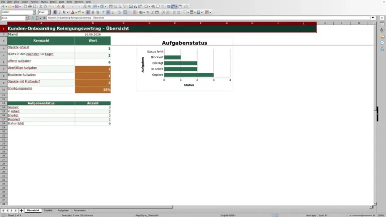 Vorschau: Kunden-Onboarding für Reinigungsverträge in Excel